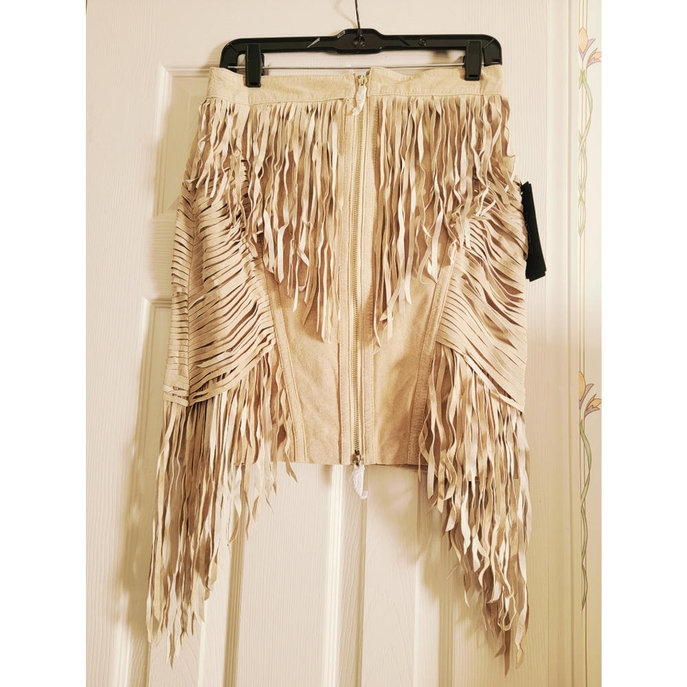 Bebe Suede Tassel Mini Skirt